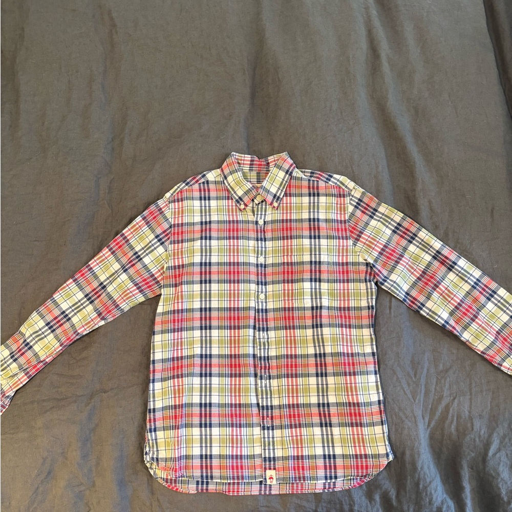 Men's Brooks Brothers RedFleece Plaid Madras Shirt - Medium